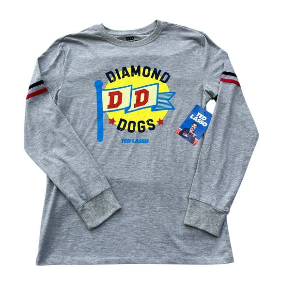 Ted Lasso Shirt Sz Sm NWT Gray Long Sleeve Crew Neck Diamond Dogs Lightweight - Picture 1 of 7